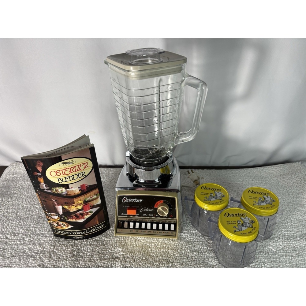 VTG Oster Galaxie Pulse-Matic 16 Blender, 3 Mini-Blend Containers TESTED WORKS